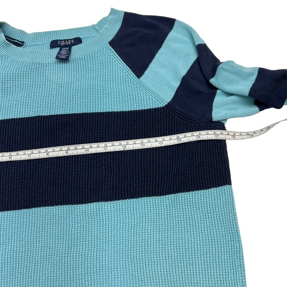 CHAPS Cotton Blue Striped Crew Neck Sweater Size S - Picture 8 of 9